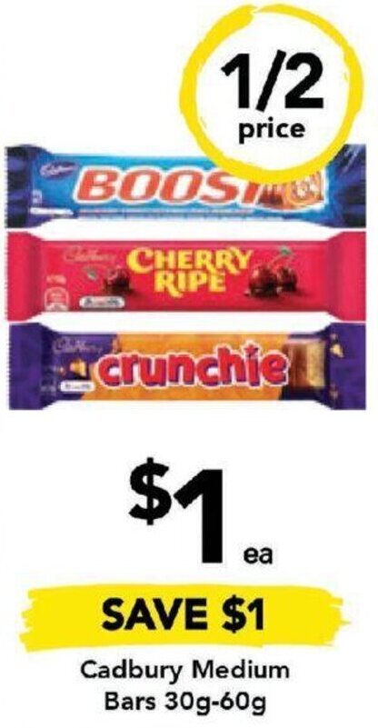 Drakes Cadbury Medium Bars 30g-60g offer