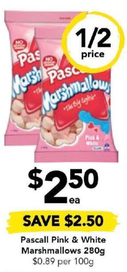 Drakes Pascall Pink & White Marshmallows 280g offer