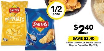 Drakes Smith's Crinkle Cut, Double Crunch Chips or Poppables 90g-170g offer
