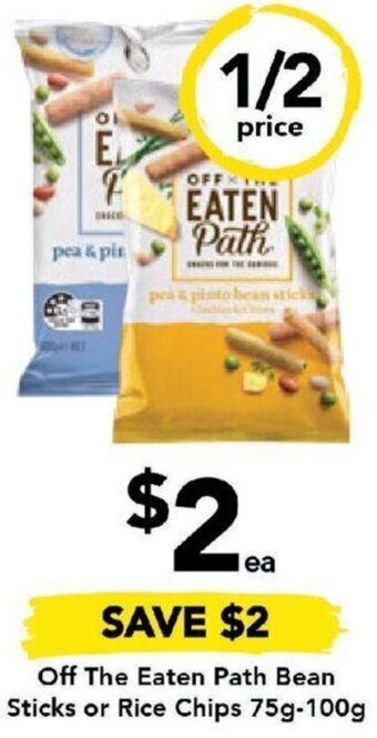 Drakes Off The Eaten Path Bean Sticks or Rice Chips 75g-100g offer