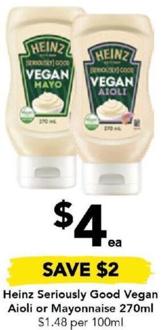 Drakes Heinz Seriously Good Vegan Aioli or Mayonnaise 270ml offer