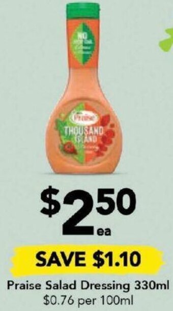 Drakes Praise Salad Dressing 330ml offer