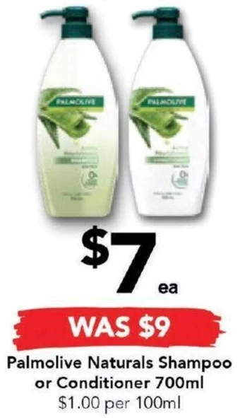 Drakes Palmolive Naturals Shampoo or Conditioner 700ml offer