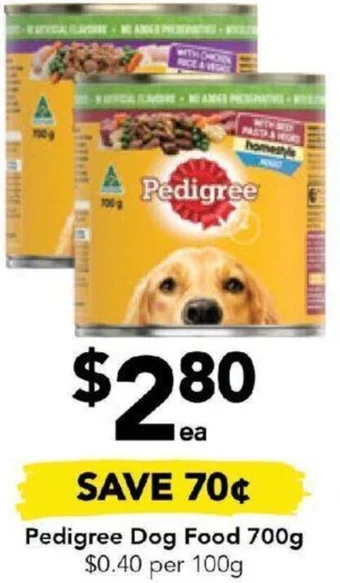 Drakes Pedigree Dog Food 700g offer