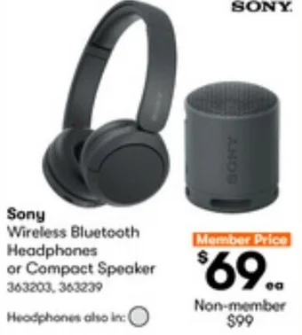 BIG W Sony Wireless Bluetooth Headphones or Compact Speaker offer