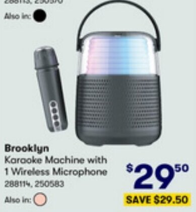 BIG W Brooklyn Karaoke Karaoke Machine with 1 Wireless Microphone offer