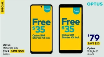BIG W Optus Motorola e32 offer