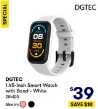 BIG W DGTEC 1.45-Inch Smart Watch with Band - White offer