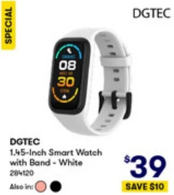 DGTEC 1.45-Inch Smart Watch with Band - White