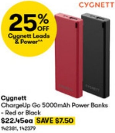 BIG W Cygnett ChargeUp Go 5000mAh Power Banks offer