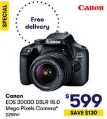 BIG W Canon EOS 3000D DSLR 18.0 Mega Pixels Camera offer