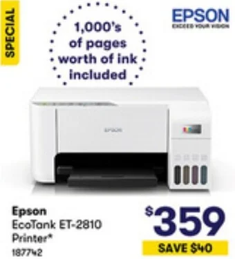 BIG W Epson EcoTank ET-2810 Printer offer