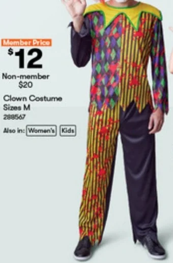 Clown Costume Sizes M