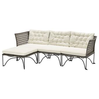 IKEA Jutholmen 3-seat modular sofa, outdoor, dark grey/kuddarna beige, 210x73/138 cm offer