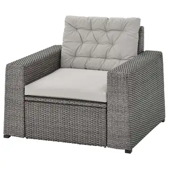 IKEA Sollerön armchair, outdoor, dark grey/kuddarna grey offer