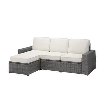 IKEA Sollerön 3-seat modular sofa, outdoor, with footstool dark grey/järpön/duvholmen white offer