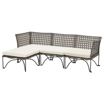 IKEA Jutholmen 3-seat modular sofa, outdoor, dark grey/kuddarna beige offer
