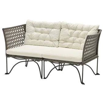 IKEA Jutholmen 2-seat modular sofa, outdoor, dark grey/kuddarna beige offer