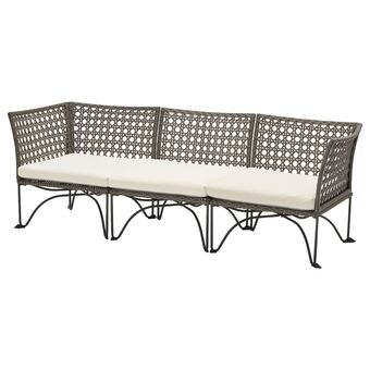 IKEA Jutholmen 3-seat modular sofa, outdoor, dark grey/kuddarna beige offer