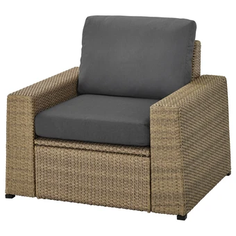 Sollerön armchair, outdoor, brown/frösön/duvholmen dark grey