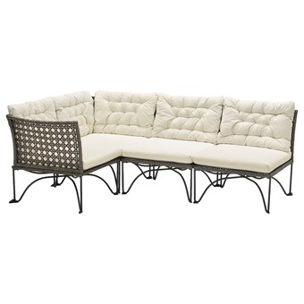 IKEA Jutholmen modular corner sofa 3-seat, outdoor, dark grey/kuddarna beige offer