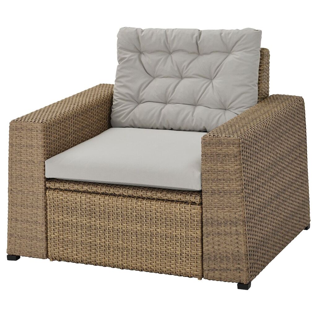 IKEA Sollerön armchair, outdoor, brown/kuddarna grey offer