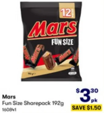 BIG W Mars Fun Size Sharepack 192g offer