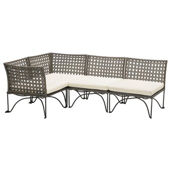 IKEA Jutholmen modular corner sofa 3-seat, outdoor, dark grey/kuddarna beige offer