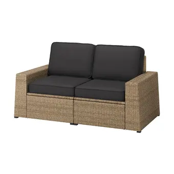 IKEA Sollerön 2-seat modular sofa, outdoor, brown/järpön/duvholmen anthracite, 161x82x90 cm offer