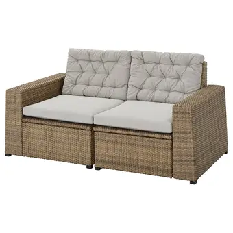 IKEA Sollerön 2-seat modular sofa, outdoor, brown/kuddarna grey, 161x82x84 cm offer