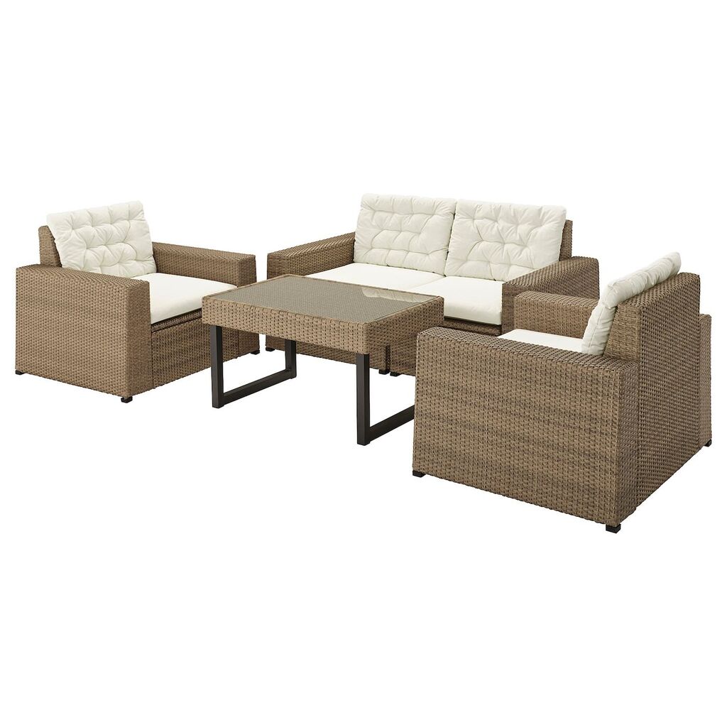 IKEA Sollerön 4-seat conversation set, outdoor, brown/kuddarna beige offer