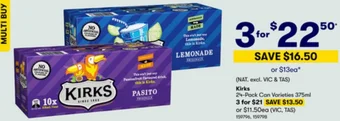 BIG W Kirks 24-Pack Can Varieties 375ml offer