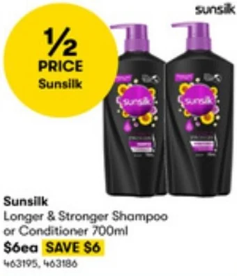 BIG W Sunsilk Longer & Stronger Shampoo or Conditioner 700ml offer