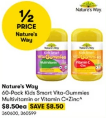 BIG W Nature's Way 60-Pack Kids Smart Vita-Gummies Multivitamin or Vitamin C+Zinc offer