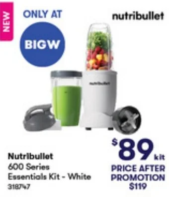 BIG W Nutribullet 600 Series Essentials Kit - White offer