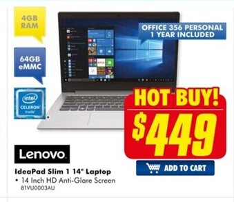 The Good Guys Lenovo IdeaPad Slim 1 14" Laptop offer
