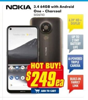 The Good Guys Nokia 3.4 64GB with Android One-Charcoal offer