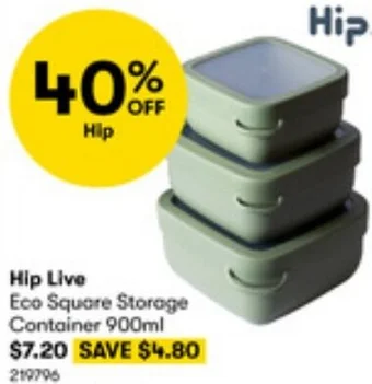 BIG W Hip Live Eco Square Storage Container 900ml offer
