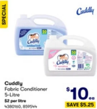 BIG W Cuddly Fabric Conditioner 5-Litre offer