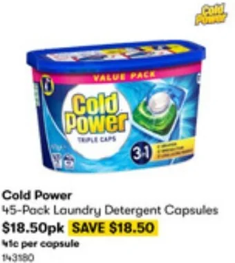 BIG W Cold Power 45-Pack Laundry Detergent Capsules offer