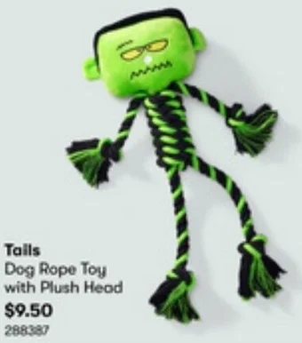 BIG W Tails Dog Rope Toy with Plush Head offer