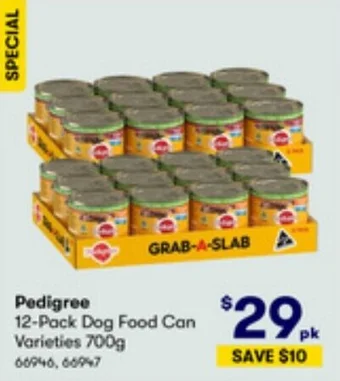 BIG W Pedigree 12-Pack Dog Food Can Varieties 700g offer