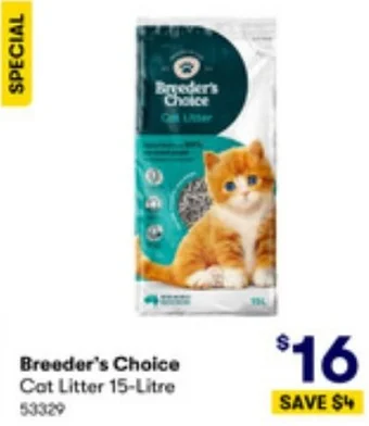 BIG W Breeder's Choice Cat Litter 15-Litre offer