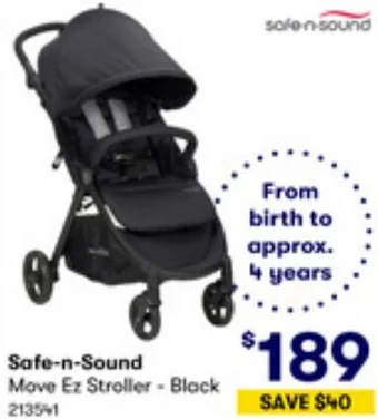 BIG W Safe-n-Sound Move Ez Stroller - Black offer