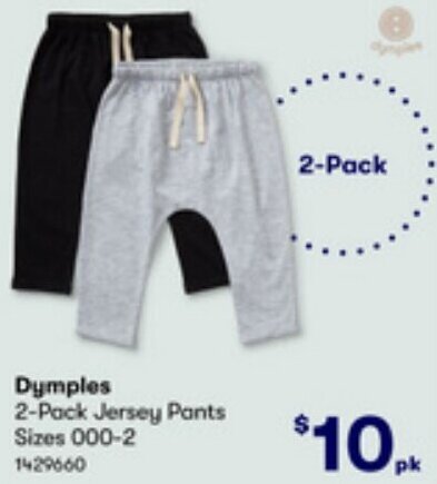 BIG W Dymples 2-Pack Jersey Pants offer