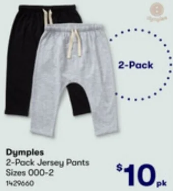 BIG W Dymples 2-Pack Jersey Pants offer