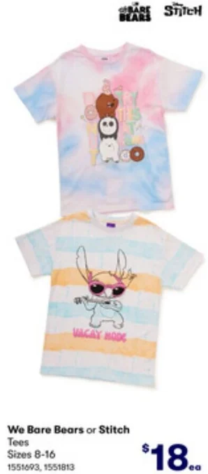 We Bare Bears or Stitch Tees