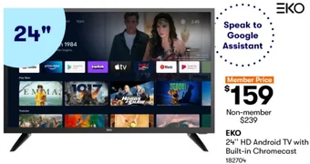 BIG W ΕΚΟ 24 HD Android TV with Built-in Chromecast offer