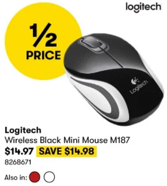 BIG W Logitech Wireless Black Mini Mouse M187 offer