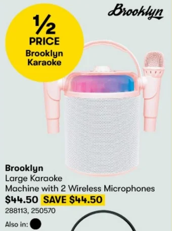 BIG W Brooklyn Large Karaoke Machine with 2 Wireless Microphones offer